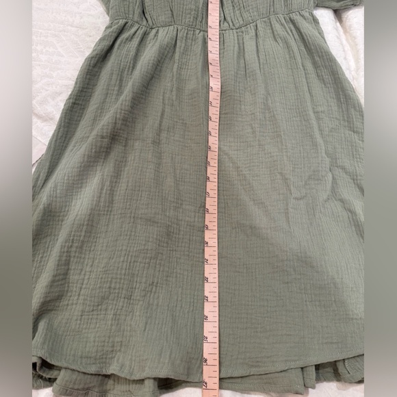 Princess Polly LET'S DANCE MINI DRESS SAGE 100% cotton puff sleeve - Picture 11 of 12